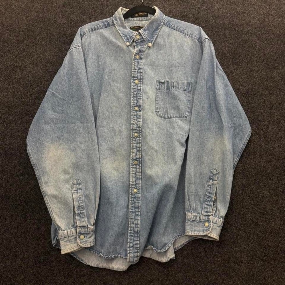 Vintage Alexander Julian Colours Denim Button Up Shirt Men's XL Light Wash Faded
